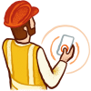 Illustration of worker in a hard hat